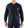 'Carhartt' Men's Flame Resistant Cotton Long Sleeve Henley - Dark Navy