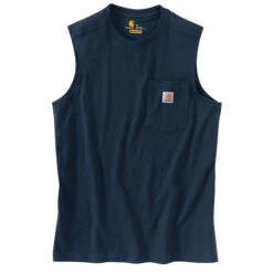 'Carhartt' Men's Relaxed Fit Heavyweight Sleeveless Pocket Tee - Navy