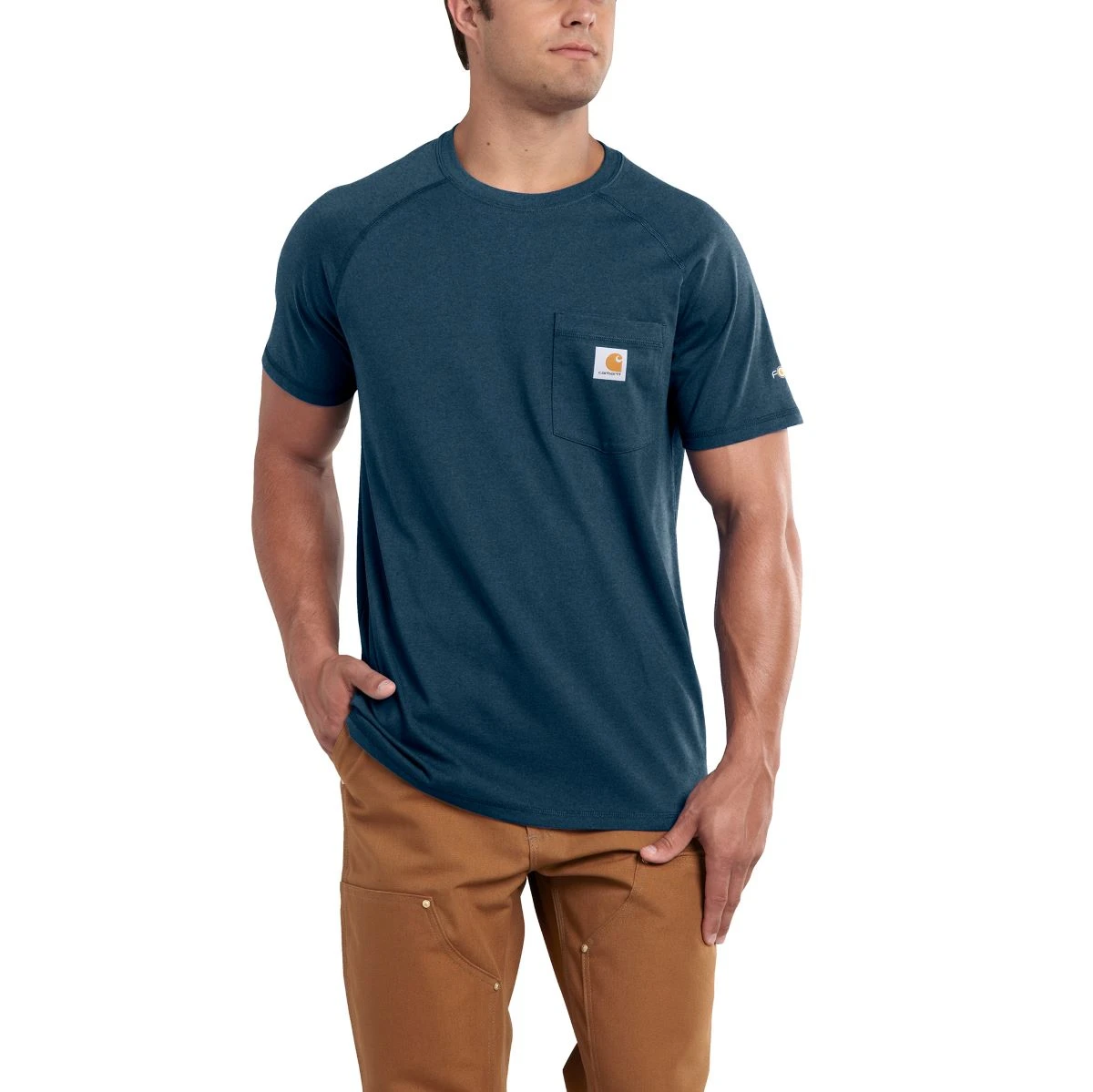 'Carhartt' Men's Midweight Force® Cotton Pocket T-Shirt - Light Huron Heather 1 'Carhartt' Men's Midweight Force® Cotton Pocket T-Shirt - Light Huron Heather