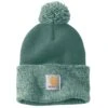 'Carhartt' Women's Knit Pom Pom Cuffed Beanie - Slate Green