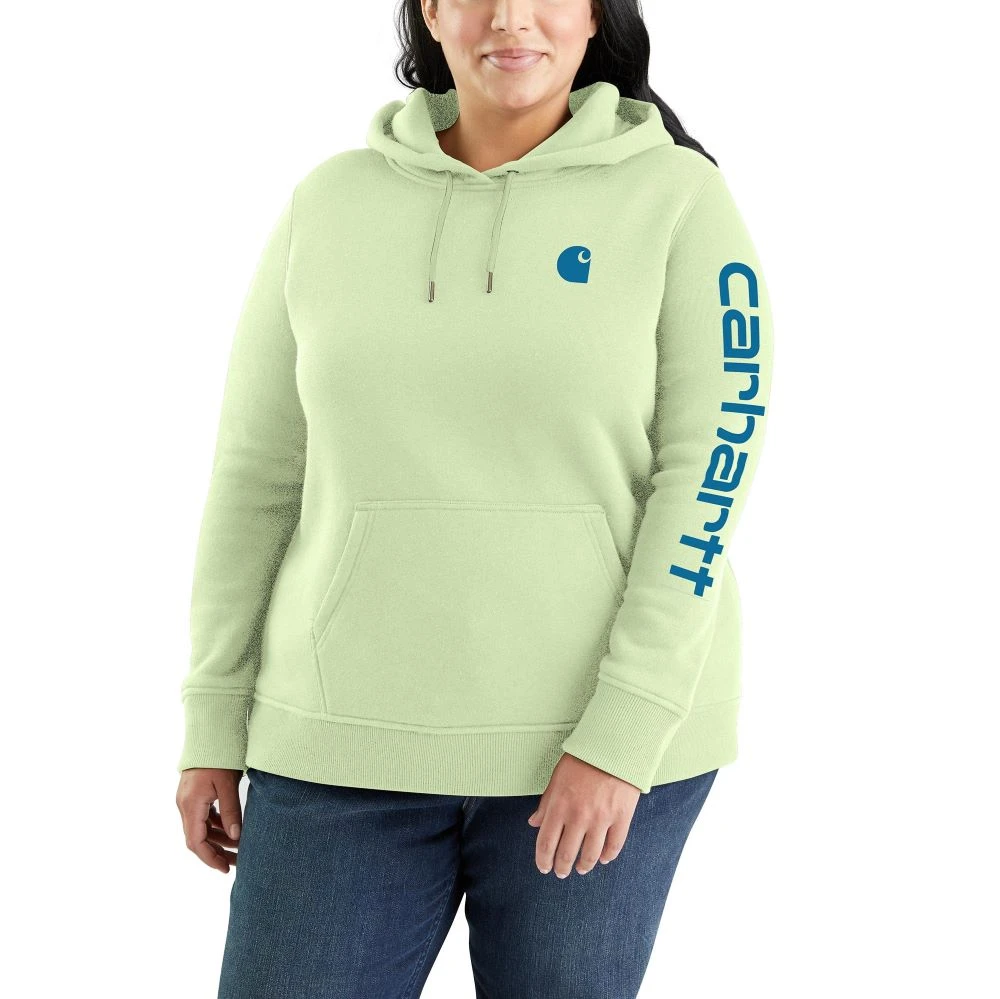 'Carhartt' Women's Clarksburg Logo Sleeve Graphic Hoodie - Hint Of Lime 1 'Carhartt' Women's Clarksburg Logo Sleeve Graphic Hoodie - Hint Of Lime
