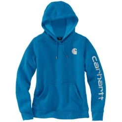 'Carhartt' Women's Clarksburg Logo Sleeve Graphic Hoodie - Marine Blue -Carhartt Outlet Store 102791 H71 WS23 e V2 1024x1024@2x