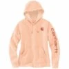 'Carhartt' Women's Clarksburg Logo Sleeve Graphic Hoodie - Cantaloupe