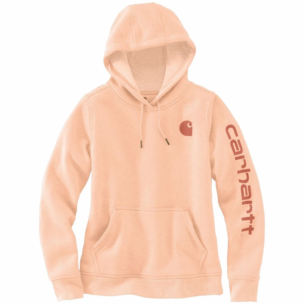 'Carhartt' Women's Clarksburg Logo Sleeve Graphic Hoodie - Cantaloupe 1 'Carhartt' Women's Clarksburg Logo Sleeve Graphic Hoodie - Cantaloupe