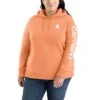 'Carhartt' Women's Clarksburg Logo Sleeve Graphic Hoodie - Dusty Orange Heather