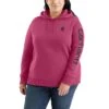 'Carhartt' Women's Clarksburg Logo Sleeve Graphic Hoodie - Beet Red Heather