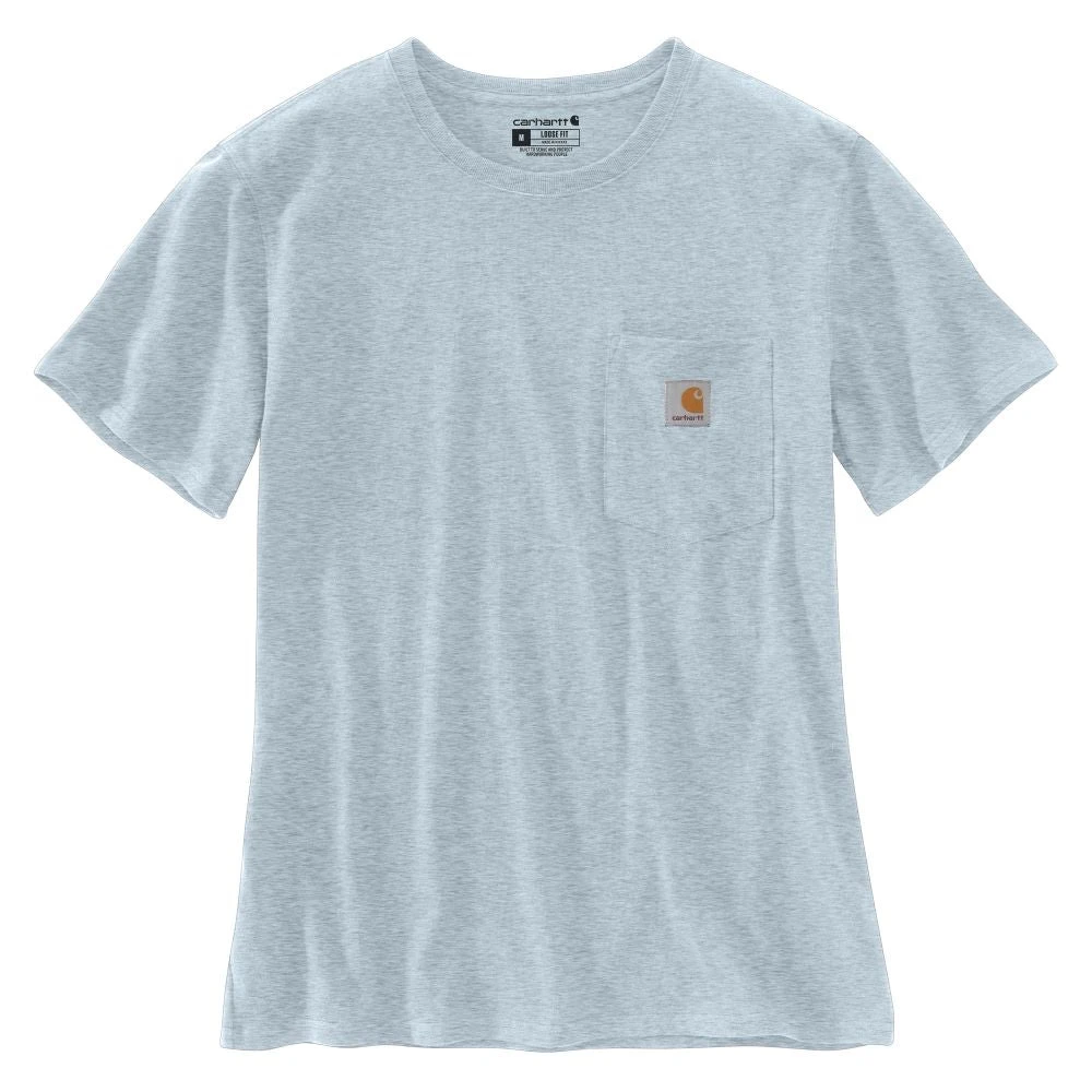 'Carhartt' Women's Lightweight Pocket T-Shirt - Tourmaline Snow Heather 2 'Carhartt' Women's Lightweight Pocket T-Shirt - Tourmaline Snow Heather - Image 2