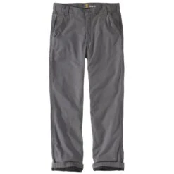 'Carhartt' Men's Rugged Flex Rigby Dungaree Flannel Lined Pant - Gravel