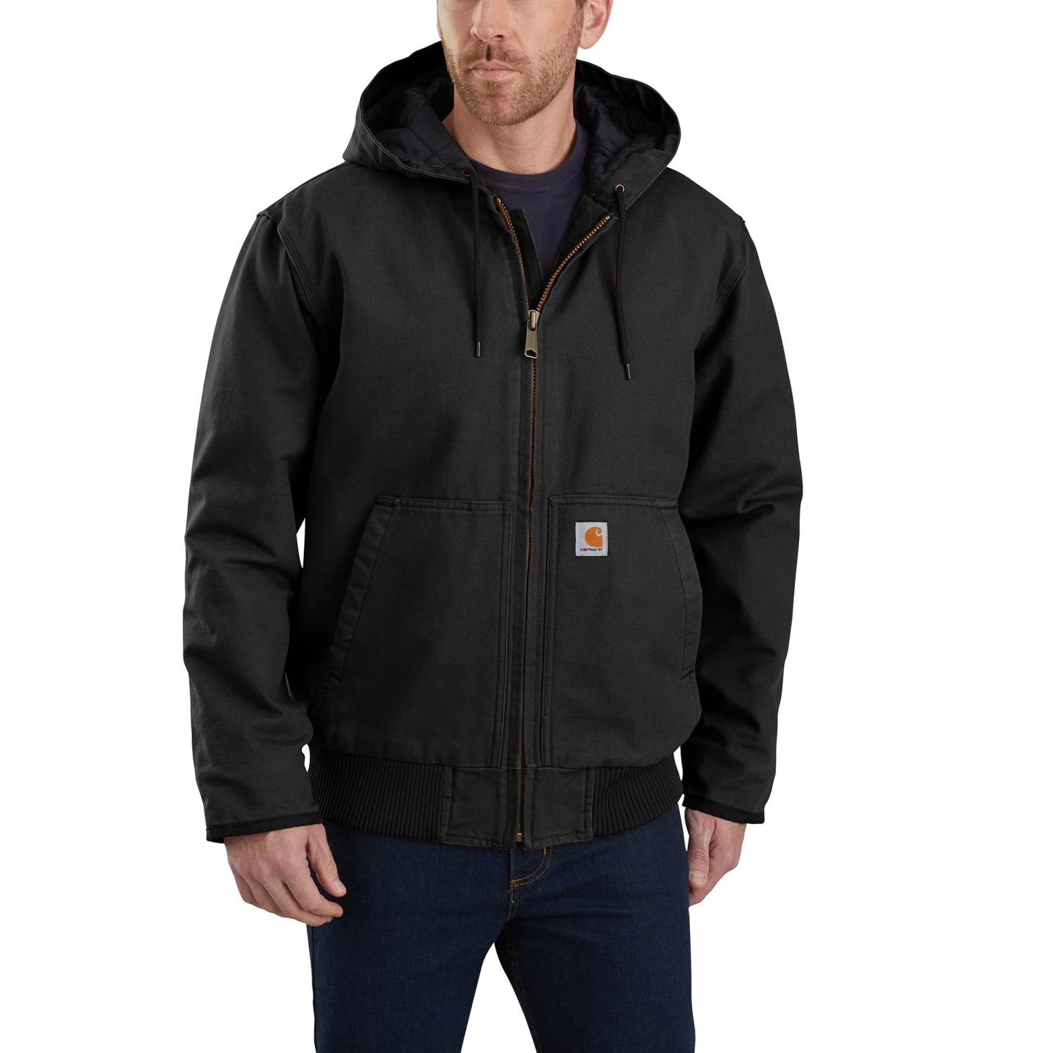 'Carhartt' Men's Quilt Flannel-Lined Sandstone Active Insulated Duck Jacket - Black 1 'Carhartt' Men's Quilt Flannel-Lined Sandstone Active Insulated Duck Jacket - Black