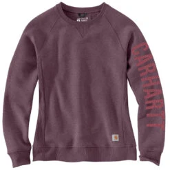 'Carhartt' Women's Midweight Logo Sleeve Crewneck Sweatshirt - Blackberry Heather -Carhartt Outlet Store 104410 V27 WS22 e 1024x1024@2x