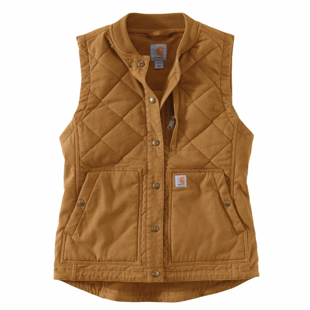 'Carhartt' Women's Rugged Flex Canvas Insulated Rib Collar Vest - Carhartt Brown 2 'Carhartt' Women's Rugged Flex Canvas Insulated Rib Collar Vest - Carhartt Brown - Image 2