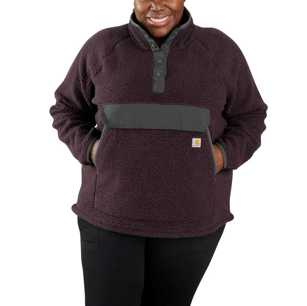 'Carhartt' Women's 1/4 Snap Relaxed Fit Fleece Jacket - Blackberry Heather 2 'Carhartt' Women's 1/4 Snap Relaxed Fit Fleece Jacket - Blackberry Heather - Image 2