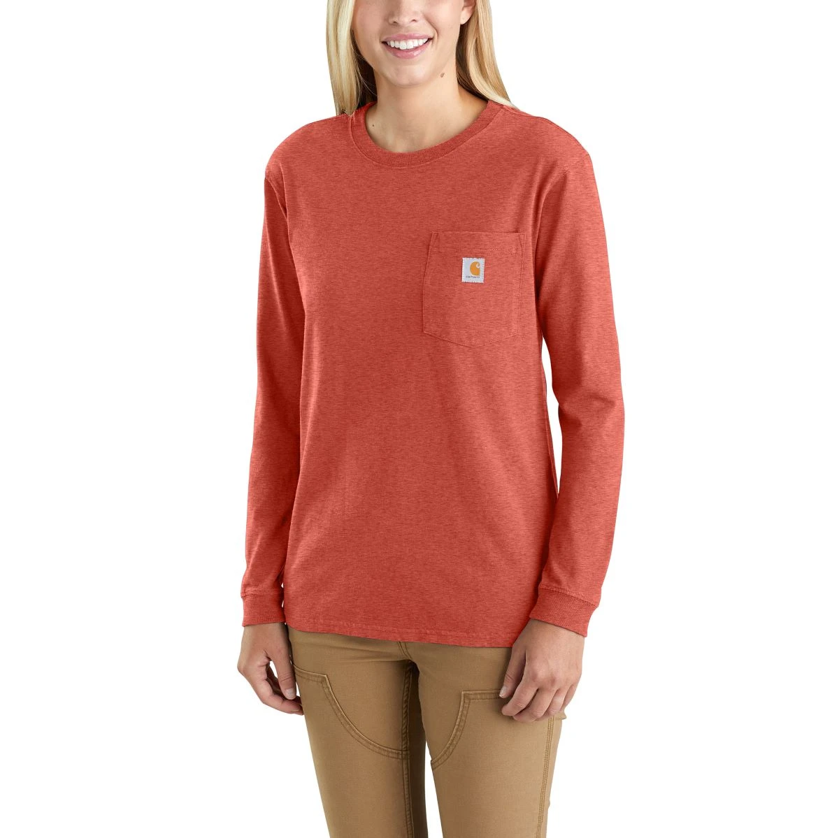 'Carhartt' Women's Heavyweight "Women At Work" Pocket T-Shirt - Earthen Clay Heather 2 'Carhartt' Women's Heavyweight "Women At Work" Pocket T-Shirt - Earthen Clay Heather - Image 2