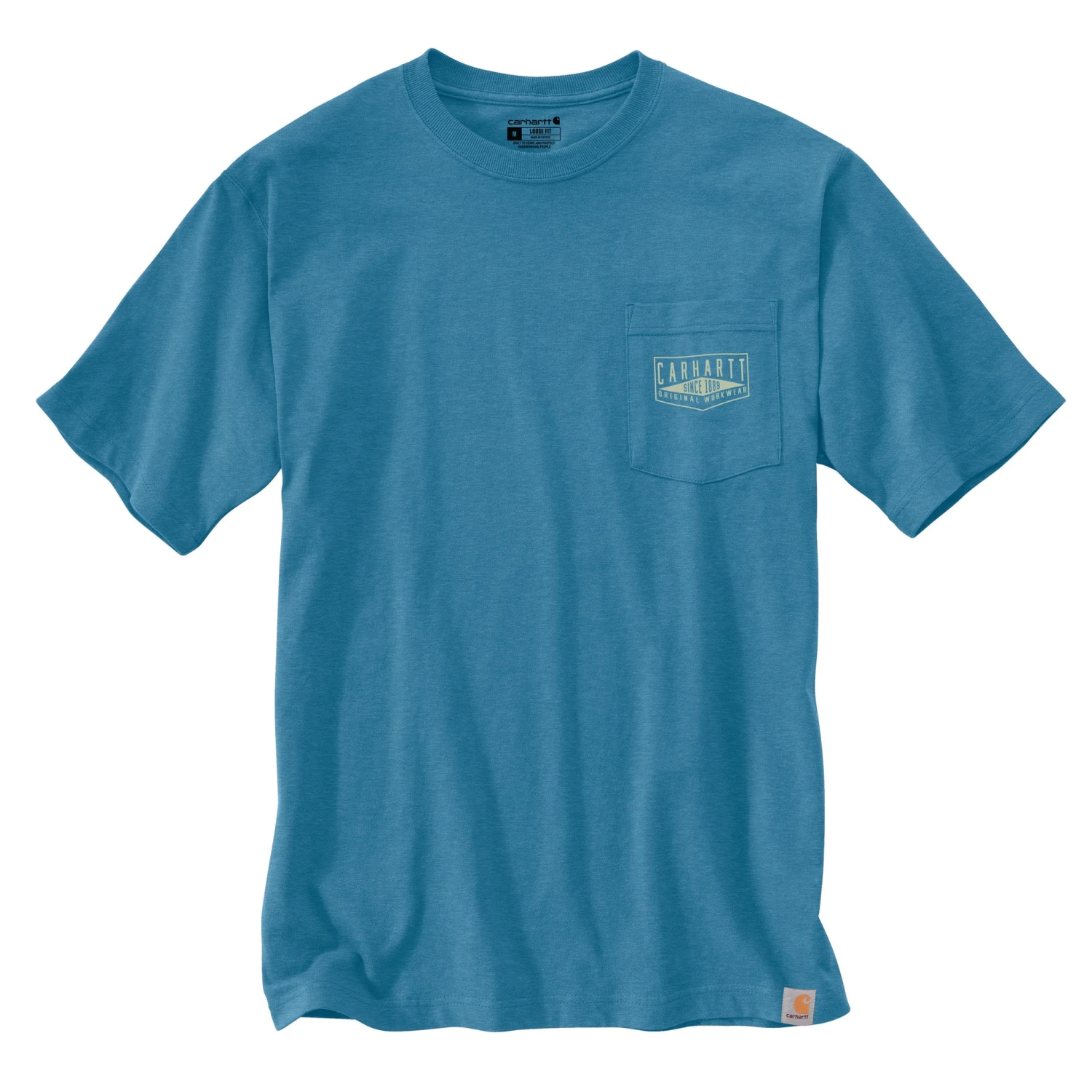 'Carhartt' Men's Heavyweight Pocket Tee - Blue Lagoon Heather 2 'Carhartt' Men's Heavyweight Pocket Tee - Blue Lagoon Heather - Image 2