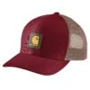 Carhartt Men's Rugged Flex Twill Mesh-Back Logo Patch Cap - Carhartt Burgundy