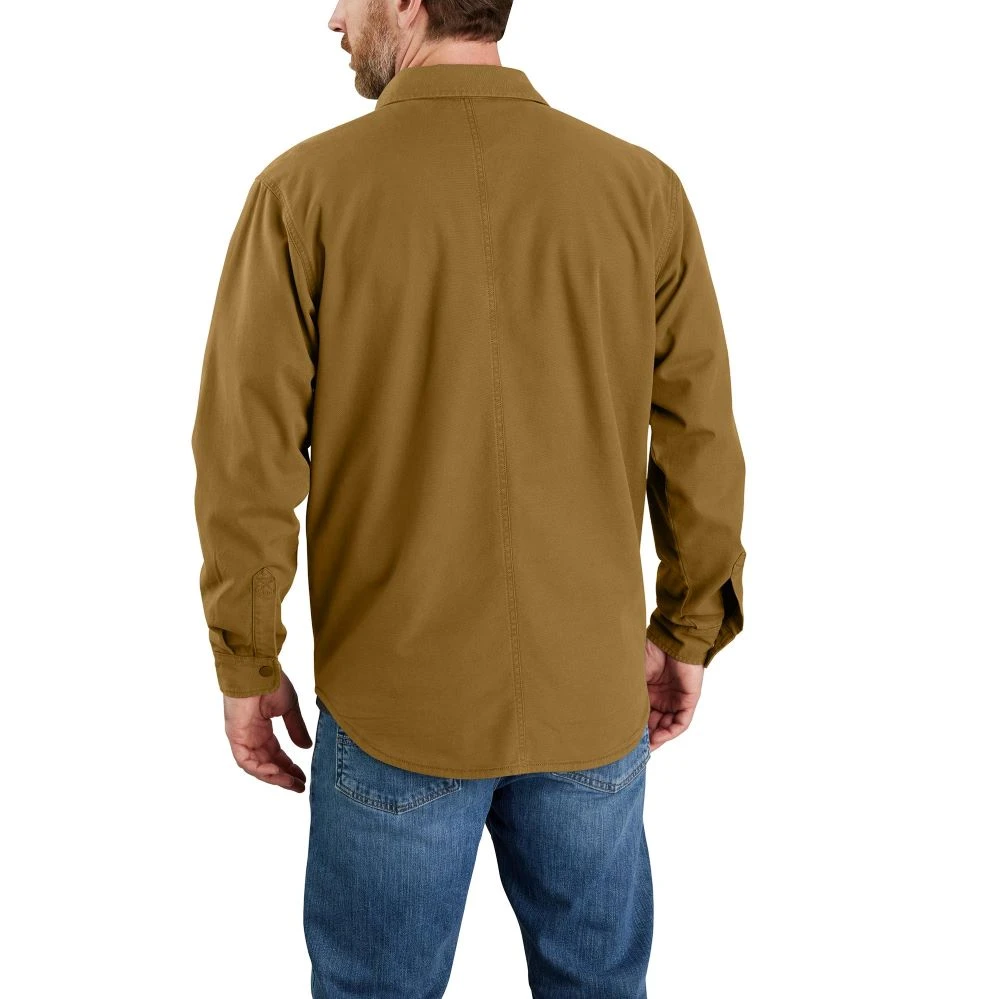 'Carhartt' Men's Rugged Flex® Canvas Fleece Lined Shirt Jac - Oak Brown 3 'Carhartt' Men's Rugged Flex® Canvas Fleece Lined Shirt Jac - Oak Brown - Image 3