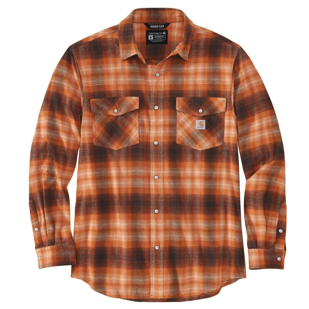 'Carhartt' Men's Rugged Flex Midweight Flannel Snap Front - Burnt Sienna 1 'Carhartt' Men's Rugged Flex Midweight Flannel Snap Front - Burnt Sienna