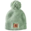 'Carhartt' Women's Rib Knit Sherpa-Lined Pom Pom Beanie - Jade