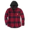 'Carhartt' Men's Rugged Flex® Flannel Fleece Lined Hooded Shirt Jac - Oxblood