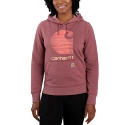 'Carhartt' Women's Rain Defender® Midweight Graphic Hoodie - Iron Ore Heather