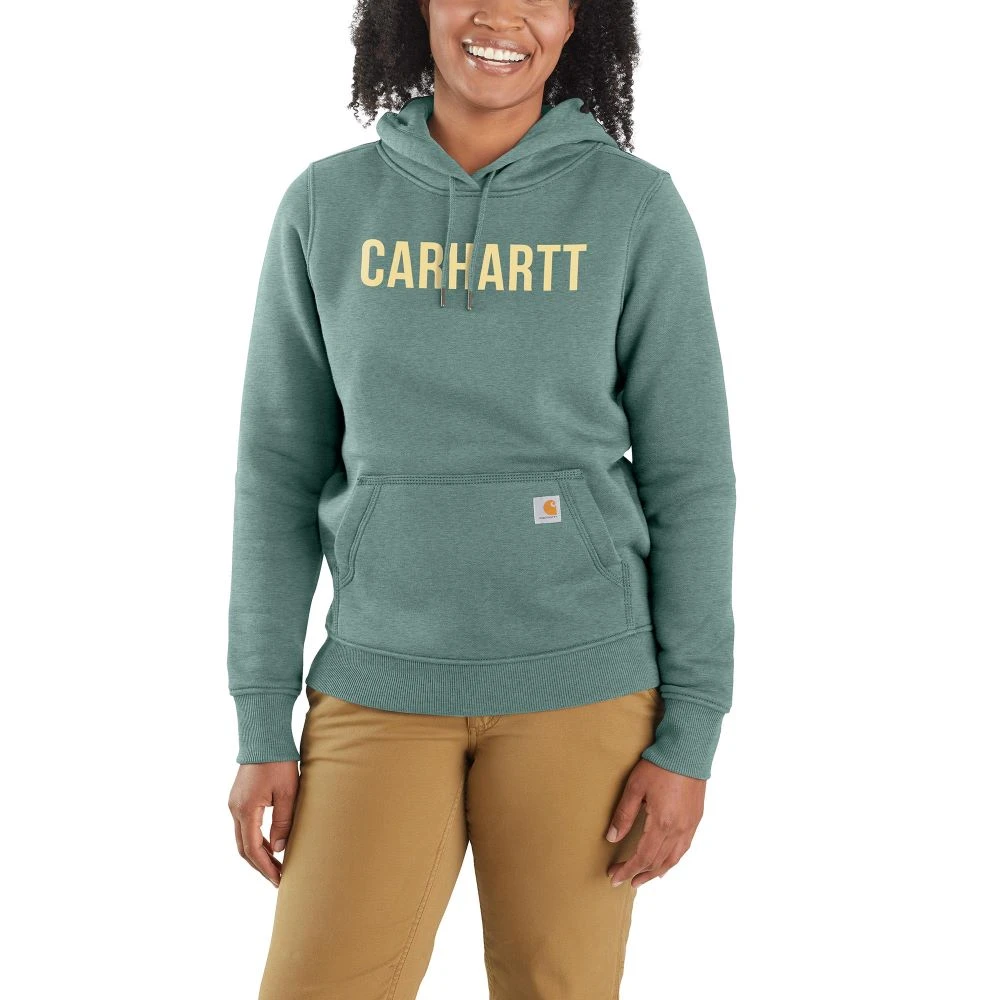 'Carhartt' Women's Relaxed Fit Midweight Graphic Hoodie - Succulent Heather 1 'Carhartt' Women's Relaxed Fit Midweight Graphic Hoodie - Succulent Heather