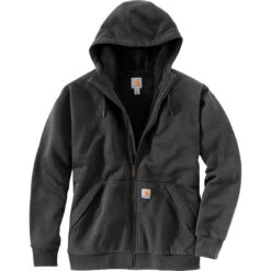 'Carhartt' Men's Rain Defender® Midweight Full Zip Hooded Sweatshirt - Black
