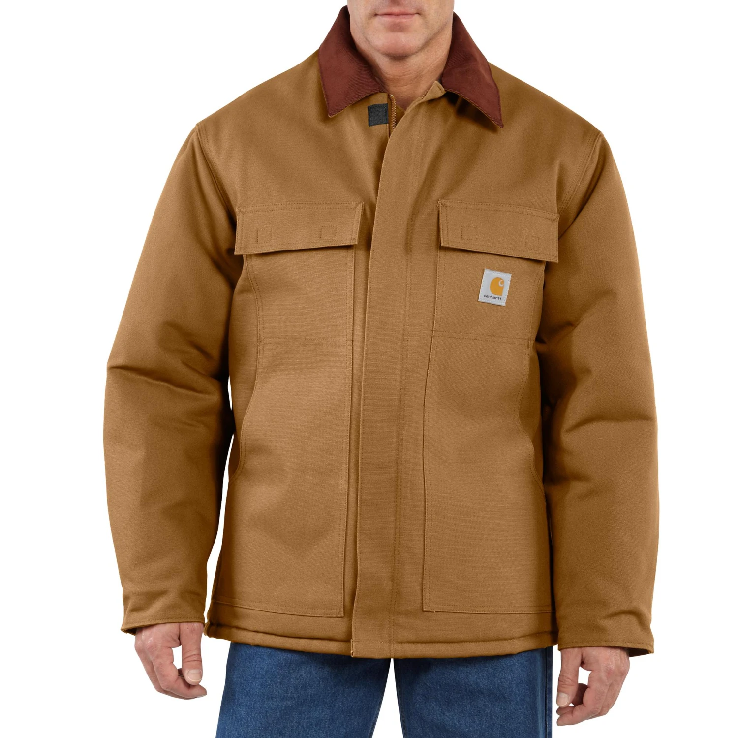 'Carhartt' Men's Loose Fit Firm Quilt Lined Duck Insulated Traditional Coat - Carhartt Brown 1 'Carhartt' Men's Loose Fit Firm Quilt Lined Duck Insulated Traditional Coat - Carhartt Brown