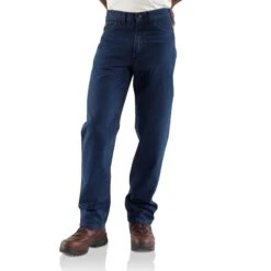 Carhartt' Men's Flame-Resistant Signature Relaxed Fit Denim Jean - Denim