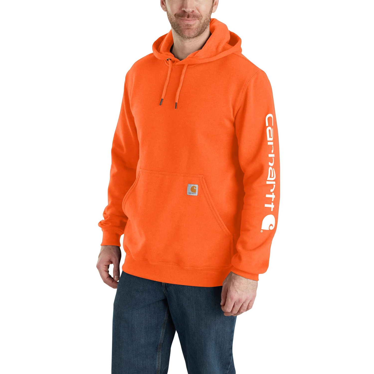 'Carhartt' Men's Midweight Logo Hoodie - Brite Orange 1 'Carhartt' Men's Midweight Logo Hoodie - Brite Orange