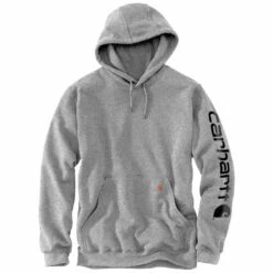 'Carhartt' Men's Midweight Logo Hoodie - Heather Grey / Black