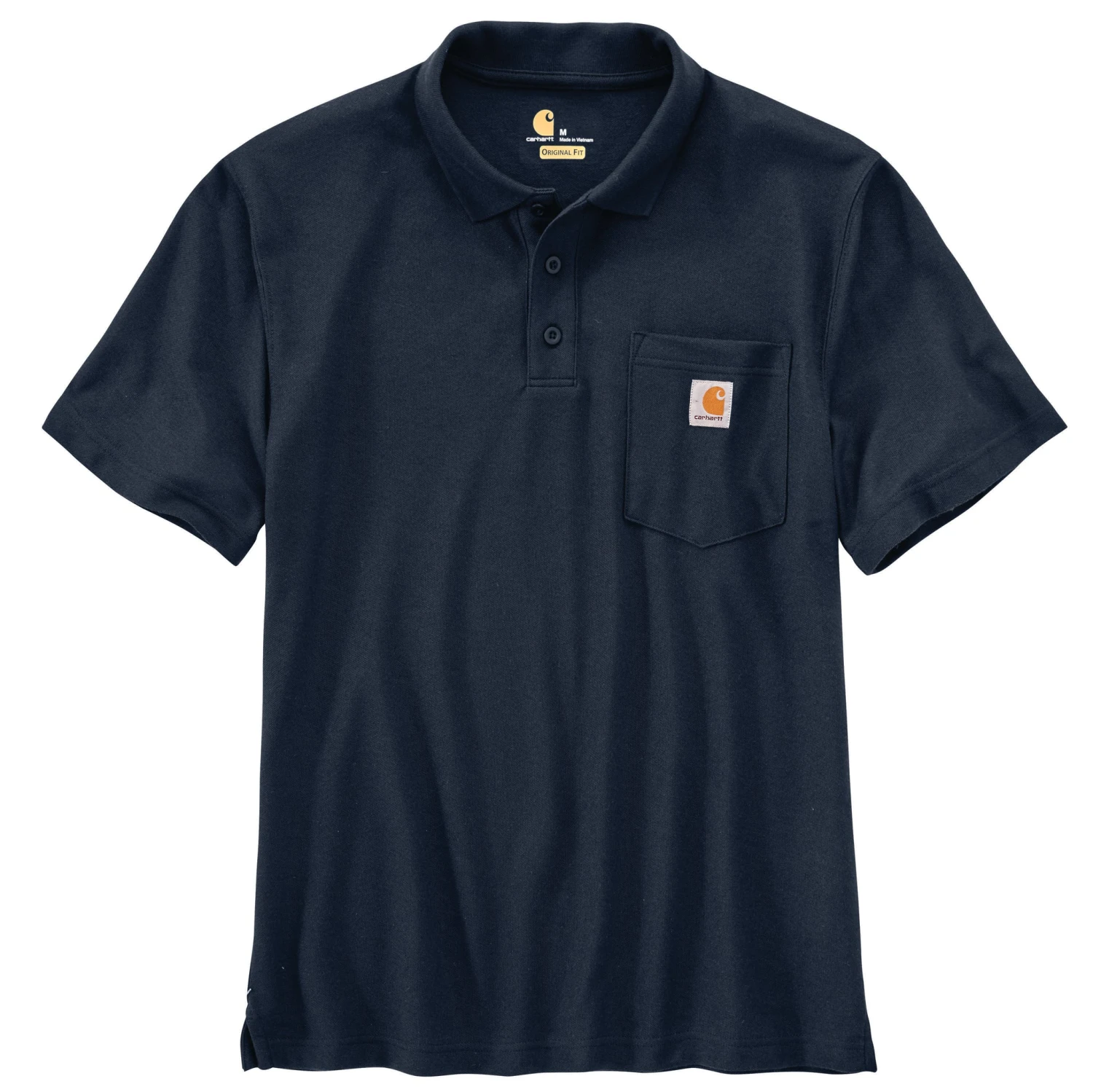'Carhartt' Men's Loose Fit Midweight Short Sleeve Contractor Pocket Polo - Navy 1 'Carhartt' Men's Loose Fit Midweight Short Sleeve Contractor Pocket Polo - Navy