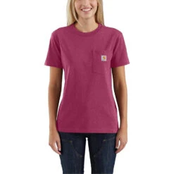 'Carhartt' Women's Heavyweight Pocket Tee - Beet Red Heather